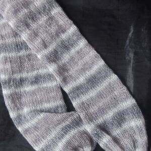 Gray Striped Mohair Scarf